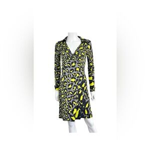 Diane von Furstenberg Grey, black and neon yellow leopard print Women’s